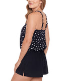 Swim Solutions Womens Polka Dot Romper One Piece Swimsuit Black / White 10