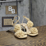 A New Day Womens Esme Floral Crochet Kitten Heels 92979007 Tan Brown 8M