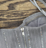 Aqua X Salvatore Rizza Crystal Pinstripe Bustier Top IBO26857 Gray 2XS