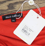 White Mark Short Sleeve V-Neck Tiered Ruffle Hem Knit Dress PS3880-04/3X Red 3X