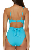 Becca Garden of Eden One Piece Swimsuit 811057 Pool Blue L