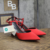 A New Day Womens Rosemary Heels Satin Strappy 94646857 Red 8M