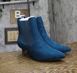 Journee Collection Womens Kitten Heeks Tenlee Chelsea Booties TENLEE Blue 9.5M