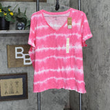 Sonoma Life + Style Womens Plus Tie Dye Short Sleeve Slubbed Tee Pink 2X