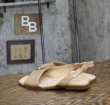 Journee Collection Womens Brinsley Slingback Flat Sandals Patent Nude Brown 8W