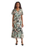 Kasper Womens V-Neck Tiered Dress Textured Kasper Black Multi 10
