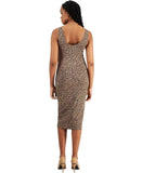 Bar III Womens Petite Animal-Print Bodycon Midi Dress Molly Cheetah Brown PP