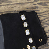 MIA Amore Womens Rhinestone Suede Lace Up Boots Black 9M