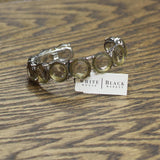 White House Black Market Stone Open Cuff Bracelet Silver Gray / Yellow 3"