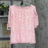 Studio By JPR Floral-Print Sheer Puff Sleeve Blouse Top Shell Pink / White M