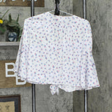 LC Lauren Conrad Womens Woven Tie Front Button Up Blouse Blue Floral M