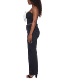 Alex & Sophia Juniors Strapless Rosette-Trim Tub Top Black / Ivory 3/4