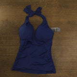 Lauren Ralph Lauren Beach Club Solid Halter Tankini Top Swim Sapphire Blue 6