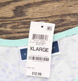 Karen Scott Printed Scoop Neck Short Sleeve Knit Top Aqua Ice Blue Green XL