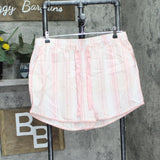 State Of Day Womens Striped Poplin Boxer Sleep Shorts 100185746MS Pink Stripe L
