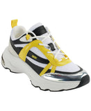 DKNY Womens Juna Lace-Up Running Sneakers K2476994 White / Black / Yellow 7.5M