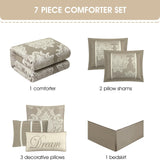 Stratford Park Therese 7-Piece Damask Comforter Set Beige Brown King