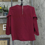 Alfani Womens Woven Ruffle Long Sleeve Blouse Shirt Top Berry Purple PM