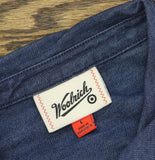 Woolrich X TGT Rolled Cuff Check Lining Cotton Denim Shacket Dark Wash Blue L