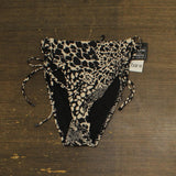 Bar III Womens Printed High-Waisted Side Tie Bikini Swim Bottom Black Multi XS
