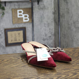 A New Day Womens Gwen Rhinestone Bow Heels Velvet 94656742 Burgundy Red 9.5M