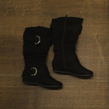 Journee Collection Jester-01 Faux Suede Buckle Flat Boots Black 6M