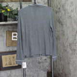 Auden Cozy Ribbed Notch Collar Long Sleeve Pajama Top 94437845 Gray XS