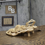 A New Day Womens Esme Floral Crochet Kitten Heels 92979007 Tan Brown 9M