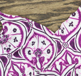 Swim Solutions Print Tiletale  V-Neck Tankini Swim Top Magenta Purple / White 10