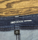 INC International Concepts Boyfriend Rolled 2-Button Denim Jeans Blue Wash 14W