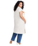 Nina Parker Women's Clasp-Front Duster Vest 323-B178W Winter Oat Off White 3X