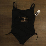 Salt + Cove Trendy Ribbed Cutout One-Piece Swimsuit CWP22184 Rich Black 0X