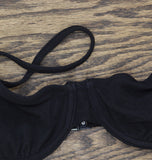 Solid & Striped Eva Bikini Top Cloud Terry Underwire Swim Top Noir Black M