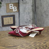 A New Day Gwen Rhinestone Bow Heels Velvet 94656736 Burgundy Red 6.5M