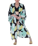 Raviya Womens Plus Size Printed Open-Front Kimono Cover Up Yellow Abstract 0X