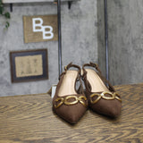 A New Day Womens Tabitha Oversized Chain Sling Back Heels 94305250 Brown 9.5M