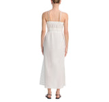 Aqua Womens Cotton Smocked Sleeveless Dress AQ08-01 White S