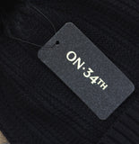 On 34th Womens Rib-Knit Beanie Pom Pom Cuffed MO1542501 Black