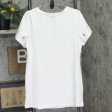 A New Day Embellished Rhinestone Sequin Short Sleeve Mini Shirt Dress White S