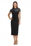 JS Collections Womens Roselle Bow Cocktail Mesh Sheath Dress 86113299 Black 10