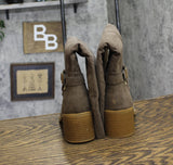 Style & Co. Womens Uticaa Belt Heel Boots Dark Taupe Microsuede Brown 7M