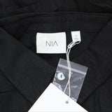 Nia Womens Button Up Cropped Boxy Shirt Black M