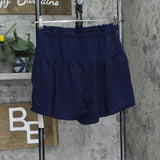 Cupshe Womens Drawstring Ruffled Wide Leg Shorts Navy Blue M