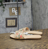 A New Day Womens Elain Floral Embroidered Mesh Slide Sandals Tan Brown 8M