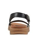 Earth Womens Leah Round Toe Strappy Casual Flat Sandals ETLEAH Black Leather 9M