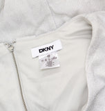 DKNY Womens Draped-Back Extended-Shoulder Lurex Dress DD4JAE06 Cream Gray 10