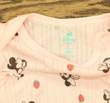 Disney Ribbed Textured Bodysuit and Pants Set with Ruffle Sleeves Pink 24M