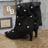 A New Day Womens Justice Boots Faux Suede Embellished Pin Jet Black / Gold 7.5M