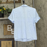 INC International Concepts Satin Short Sleeve Pajama Shirt Pale Spring Blue S