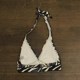 Anne Cole Womens Marilyn Printed Halter Bikini Top Swim Black White Multi XS